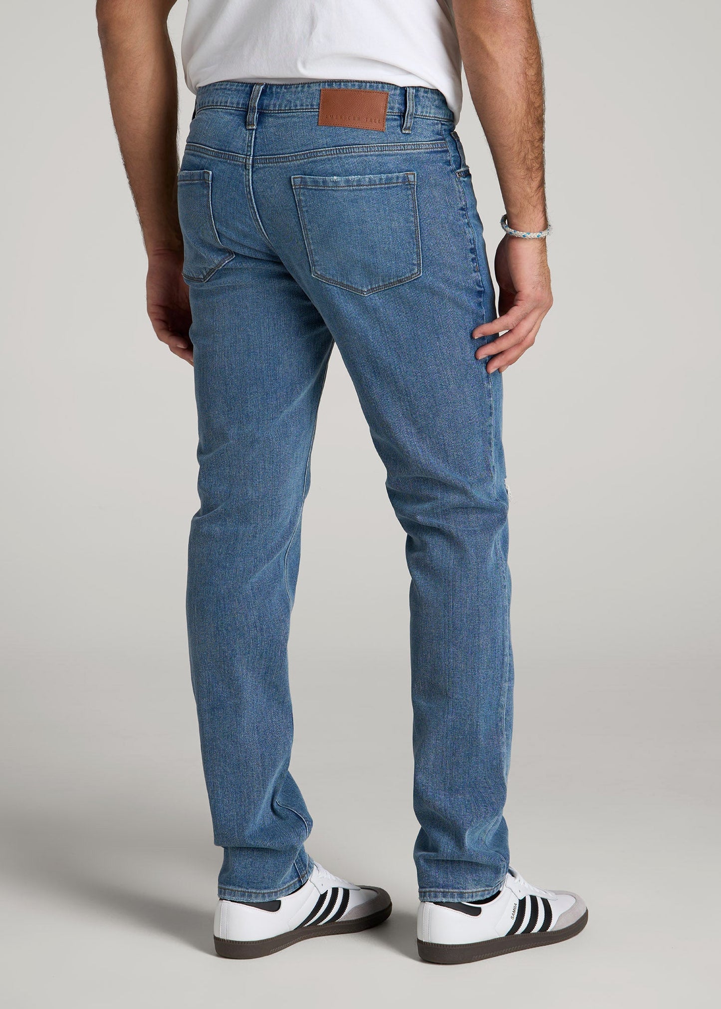 American Tall Men Carman TAPERED Jeans for Tall Men in Distressed Skyline Blue