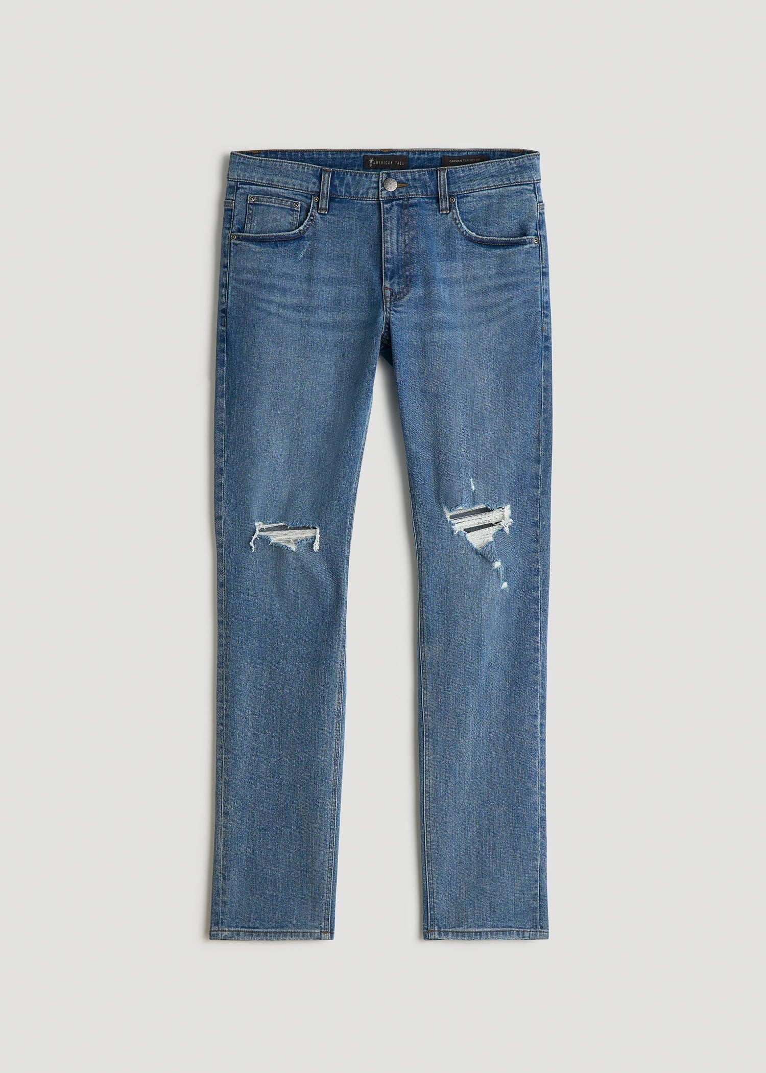American Tall Men Carman TAPERED Jeans for Tall Men in Distressed Skyline Blue