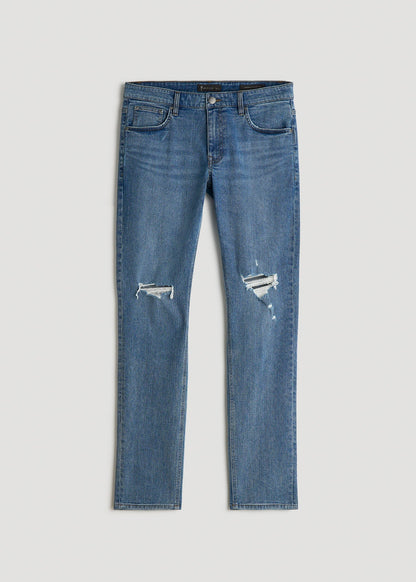 American Tall Men Carman TAPERED Jeans for Tall Men in Distressed Skyline Blue