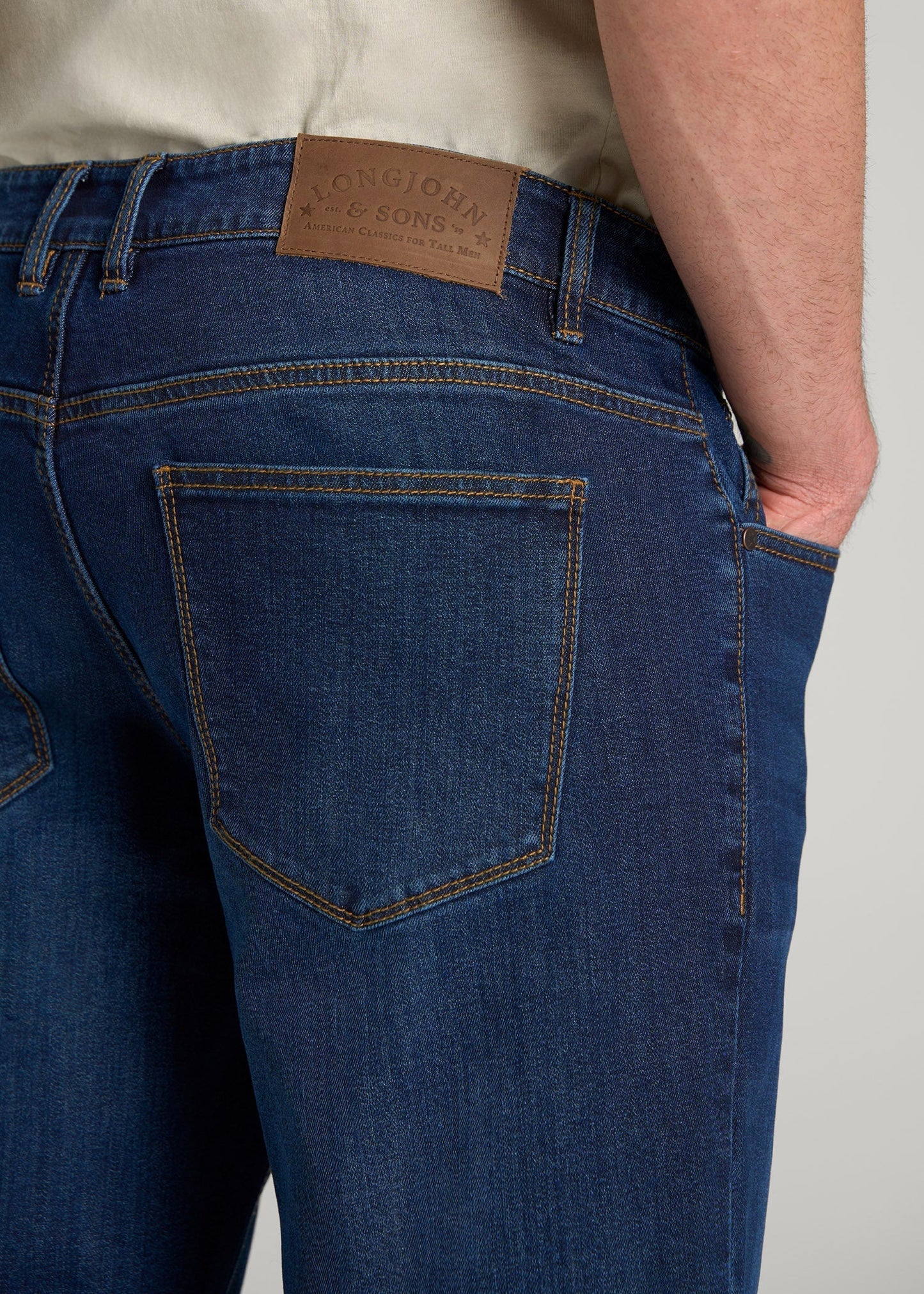American Tall Men LJ&S TAPERED Jeans for Tall Men in Charger Blue