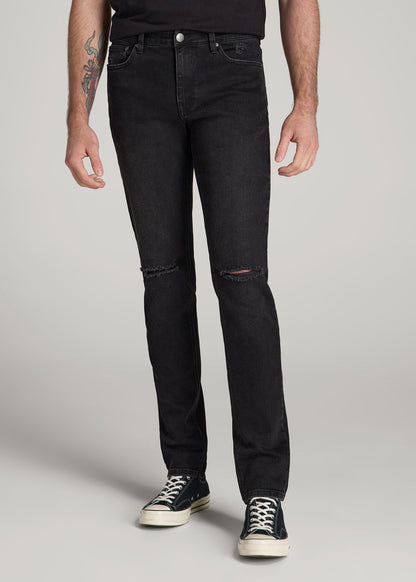 American Tall Men Dylan Slim Fit Jeans for Tall Men in Distressed Onyx Black Wash