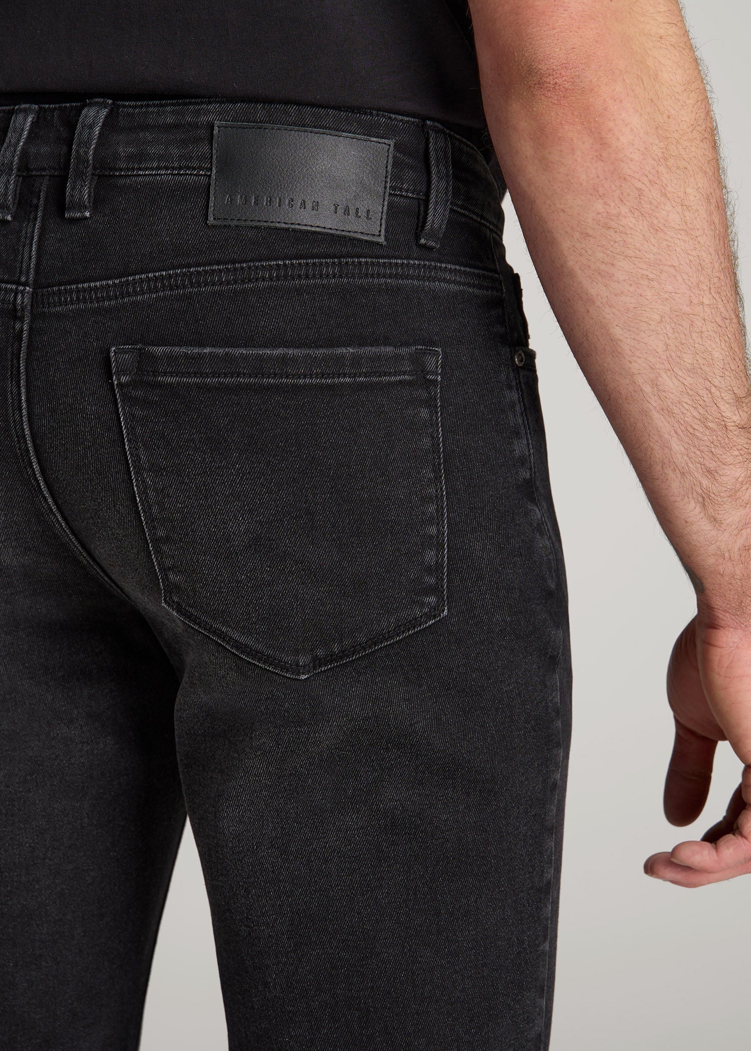 American Tall Men Dylan Slim Fit Jeans for Tall Men in Distressed Onyx Black Wash