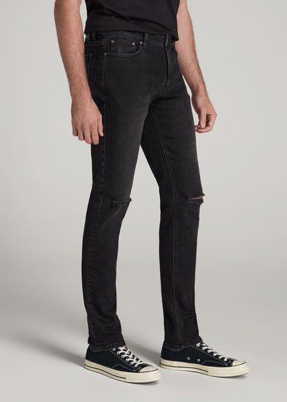 American Tall Men Dylan Slim Fit Jeans for Tall Men in Distressed Onyx Black Wash