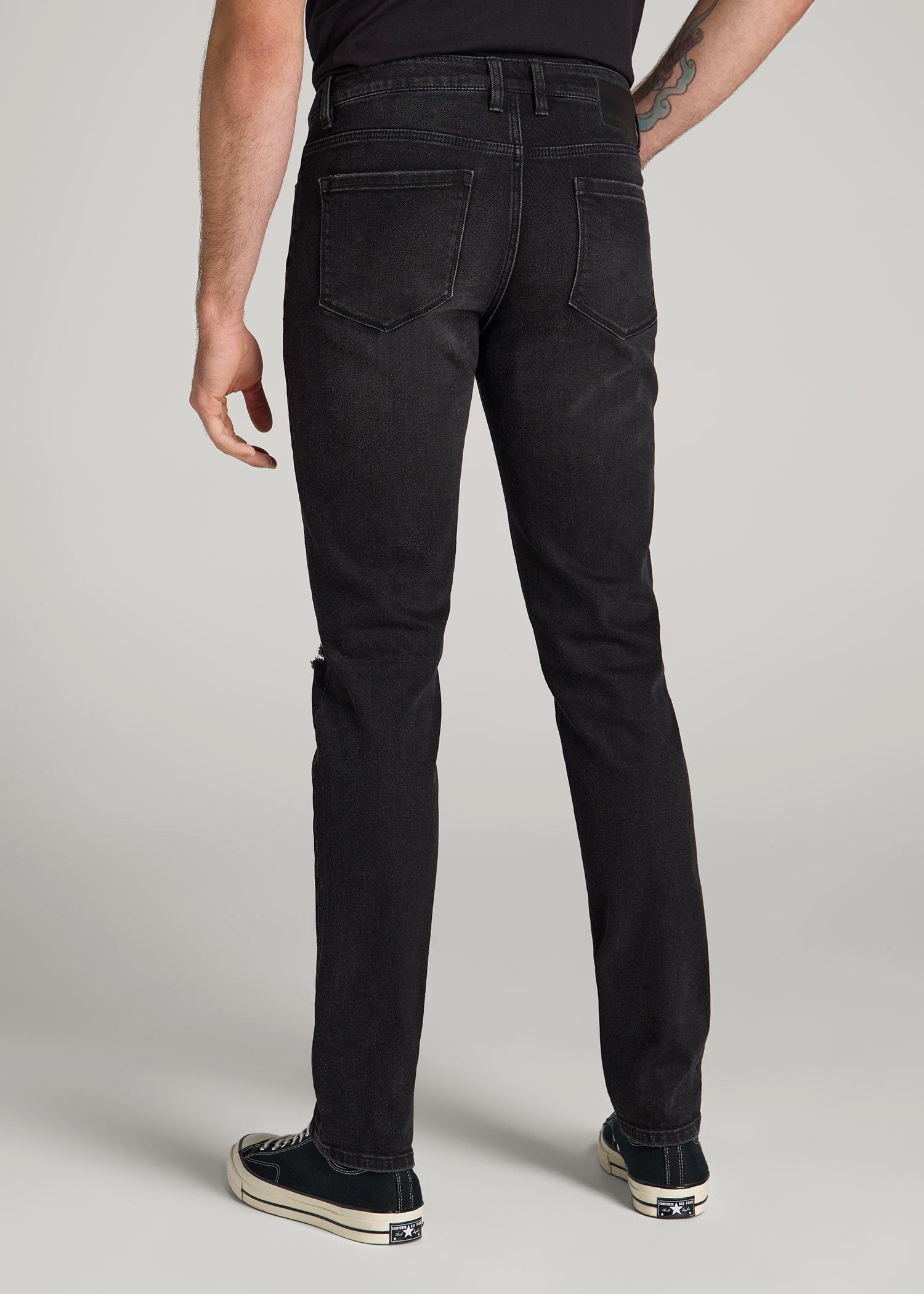 American Tall Men Dylan Slim Fit Jeans for Tall Men in Distressed Onyx Black Wash