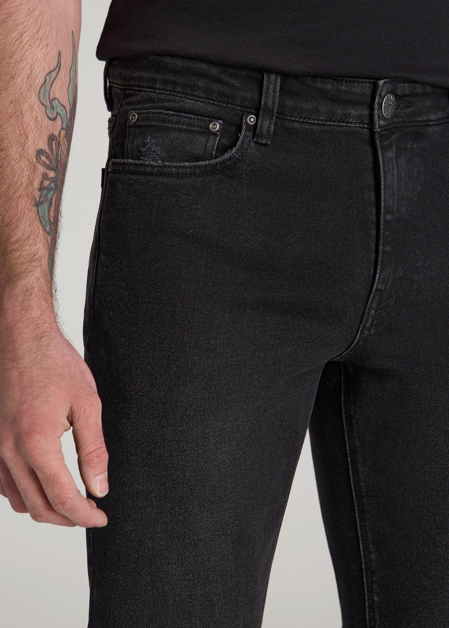 American Tall Men Dylan Slim Fit Jeans for Tall Men in Distressed Onyx Black Wash