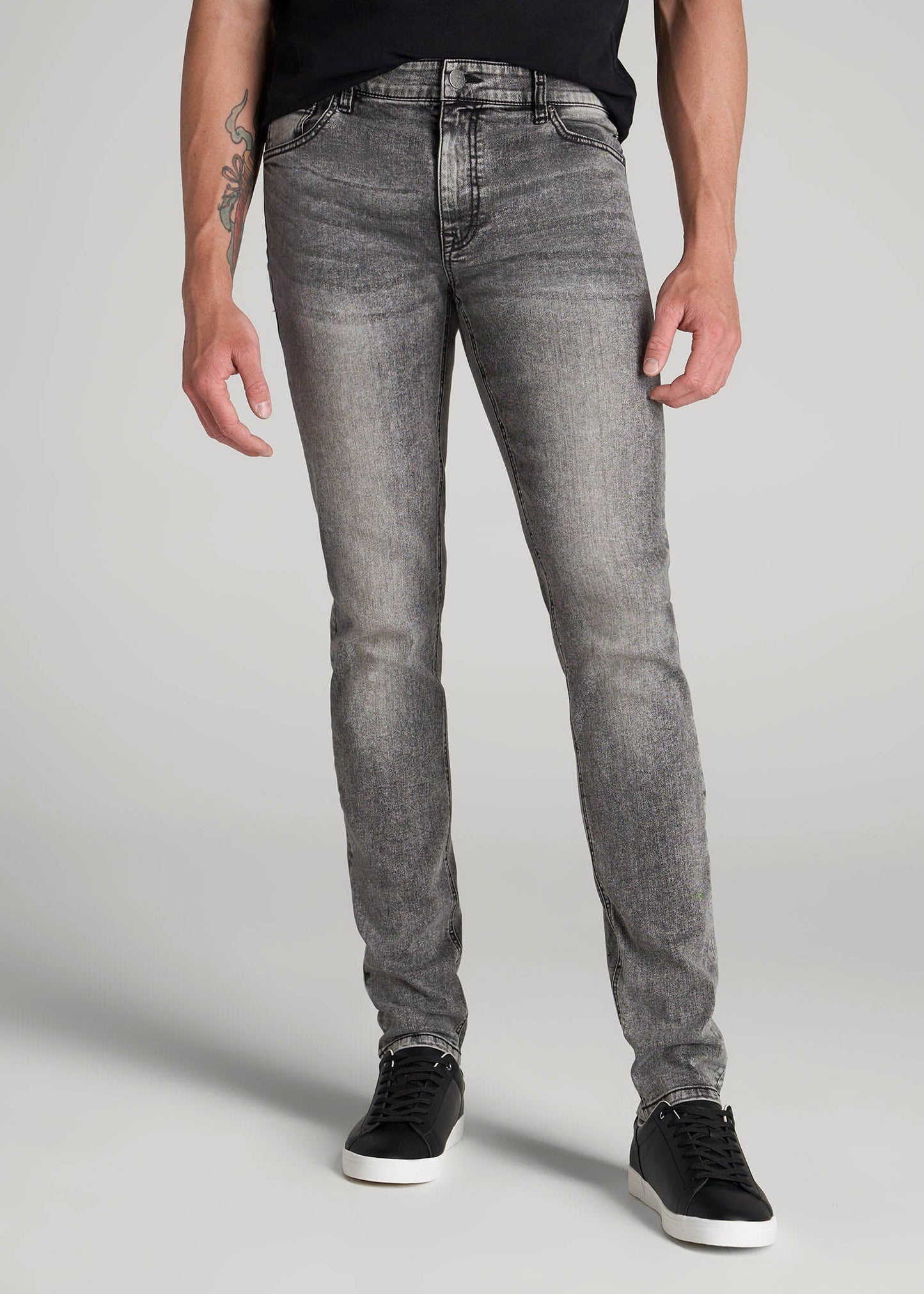 American Tall Men Travis SKINNY Jeans for Tall Men in Washed Faded Black