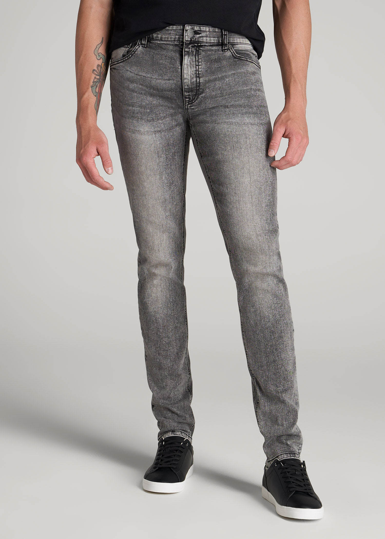 American Tall Men Travis SKINNY Jeans for Tall Men in Washed Faded Black