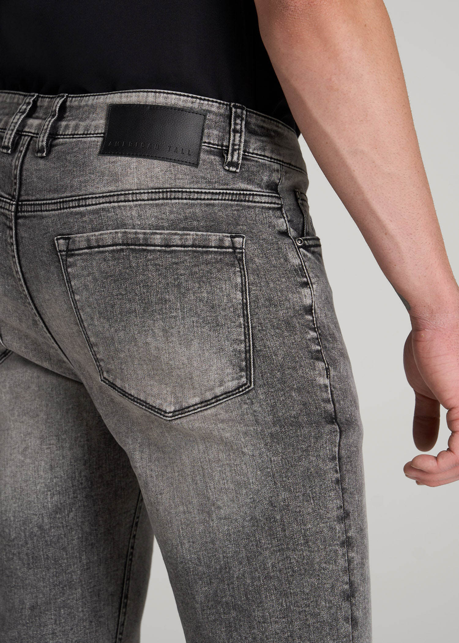 American Tall Men Travis SKINNY Jeans for Tall Men in Washed Faded Black