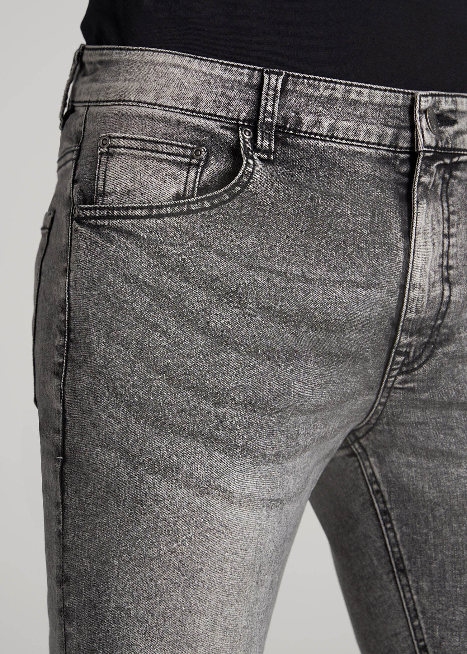 American Tall Men Travis SKINNY Jeans for Tall Men in Washed Faded Black
