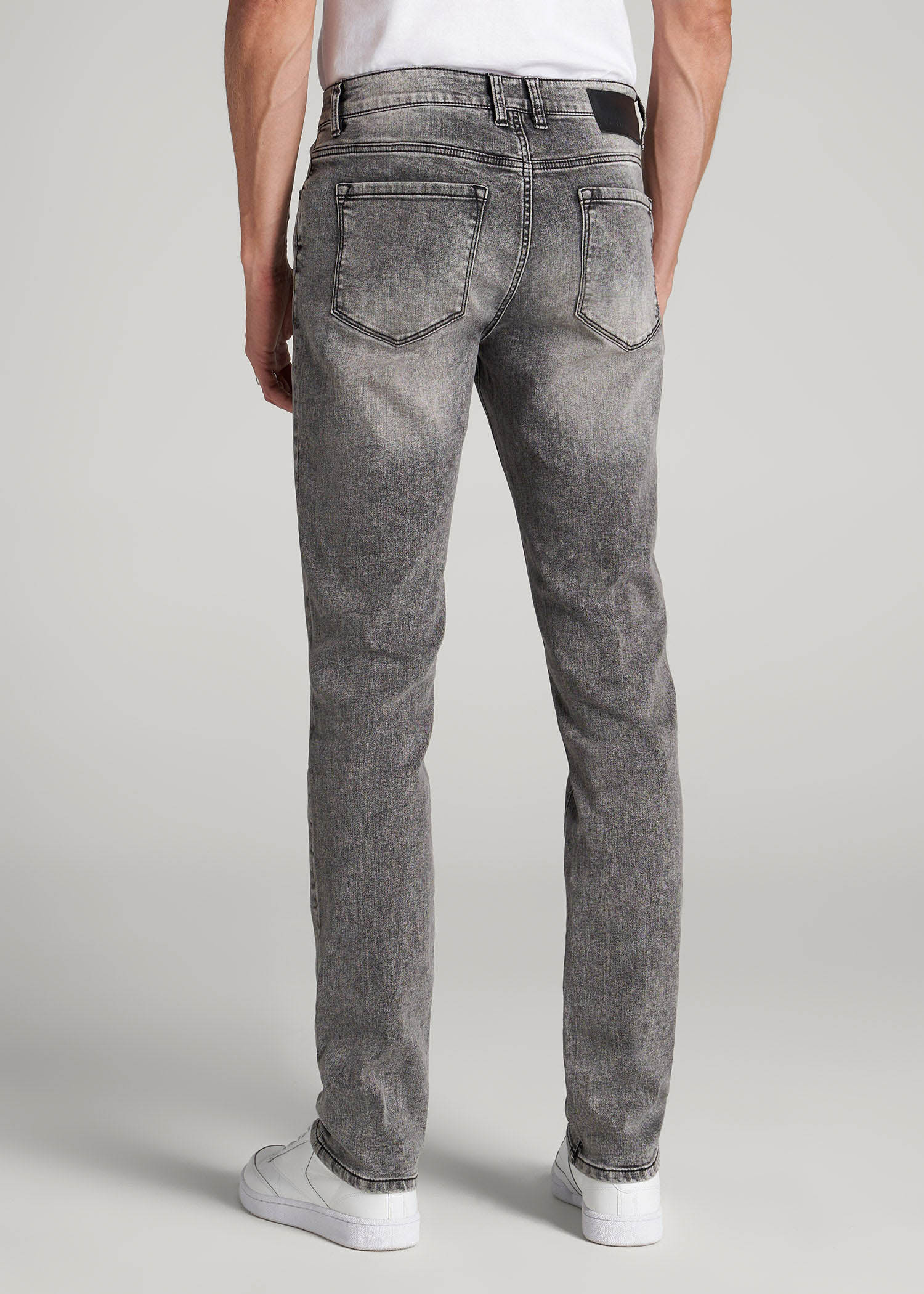American Tall Men Dylan Slim Fit Jeans for Tall Men in Washed Faded Black