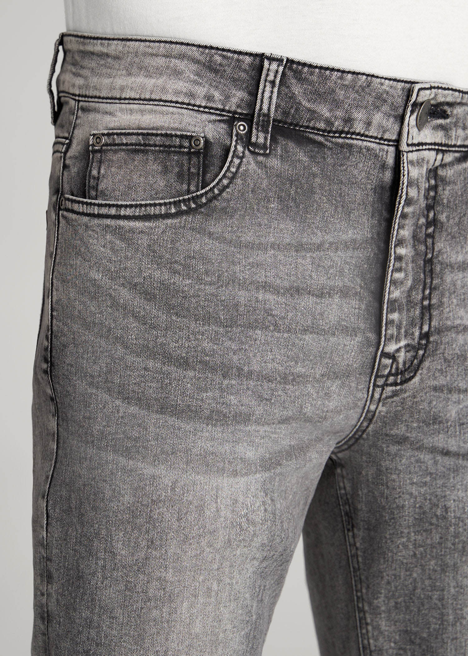 American Tall Men Dylan Slim Fit Jeans for Tall Men in Washed Faded Black