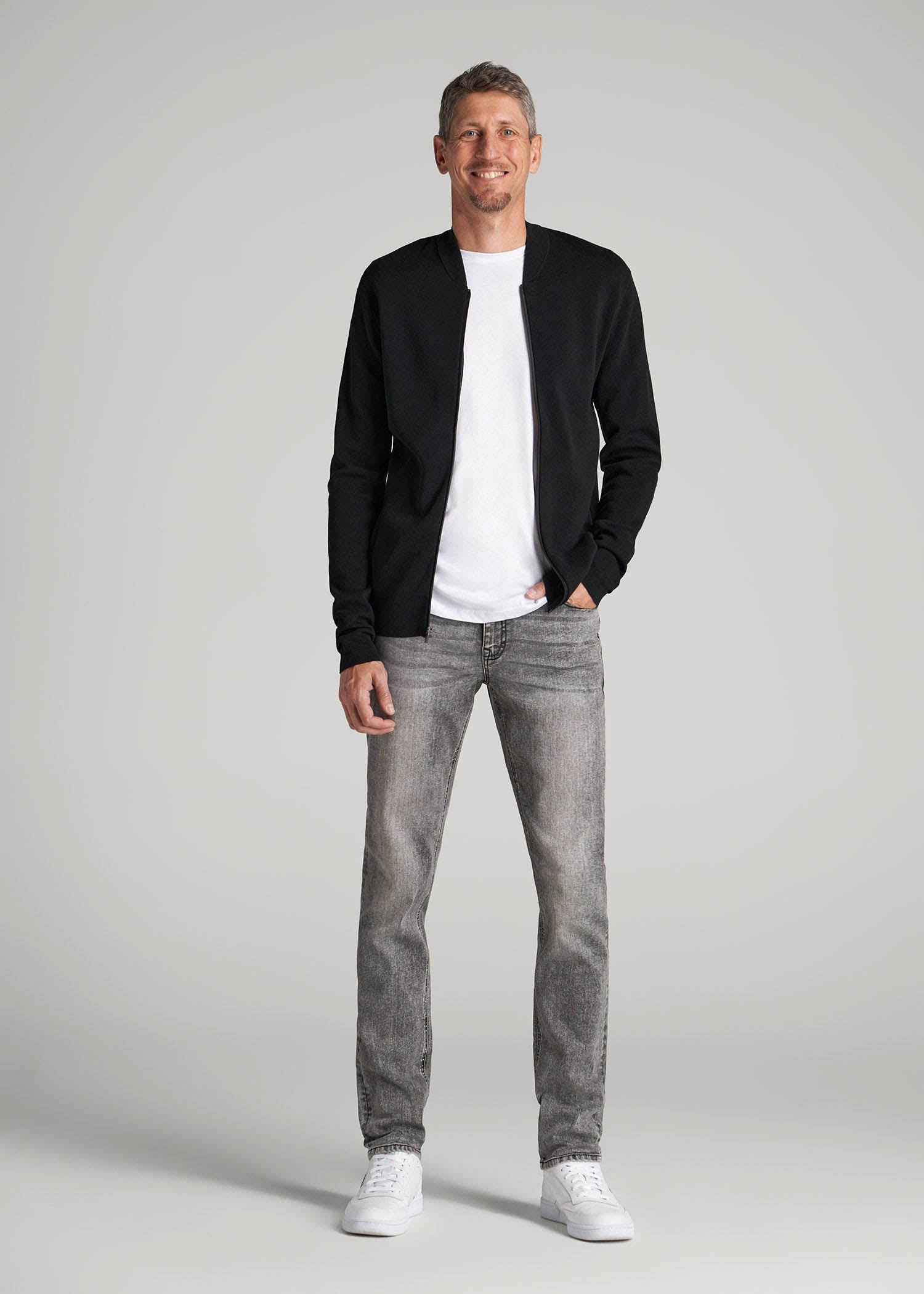 American Tall Men Dylan Slim Fit Jeans for Tall Men in Washed Faded Black