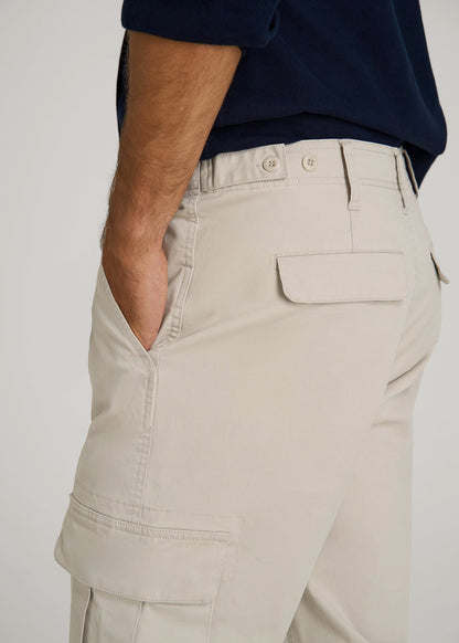 American Tall Men Straight Fit Vintage Washed Cargo Pants for Tall Men in Drywall Tan