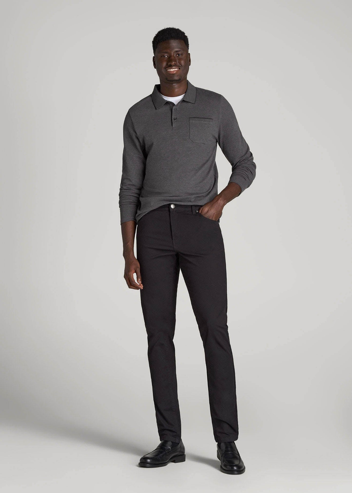 American Tall Men Dylan Slim Fit Five-Pocket Pants For Tall Men in Black