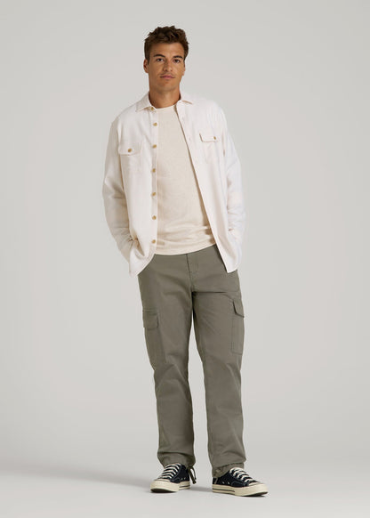 American Tall Men Straight Fit Vintage Washed Cargo Pants for Tall Men in Camper Green