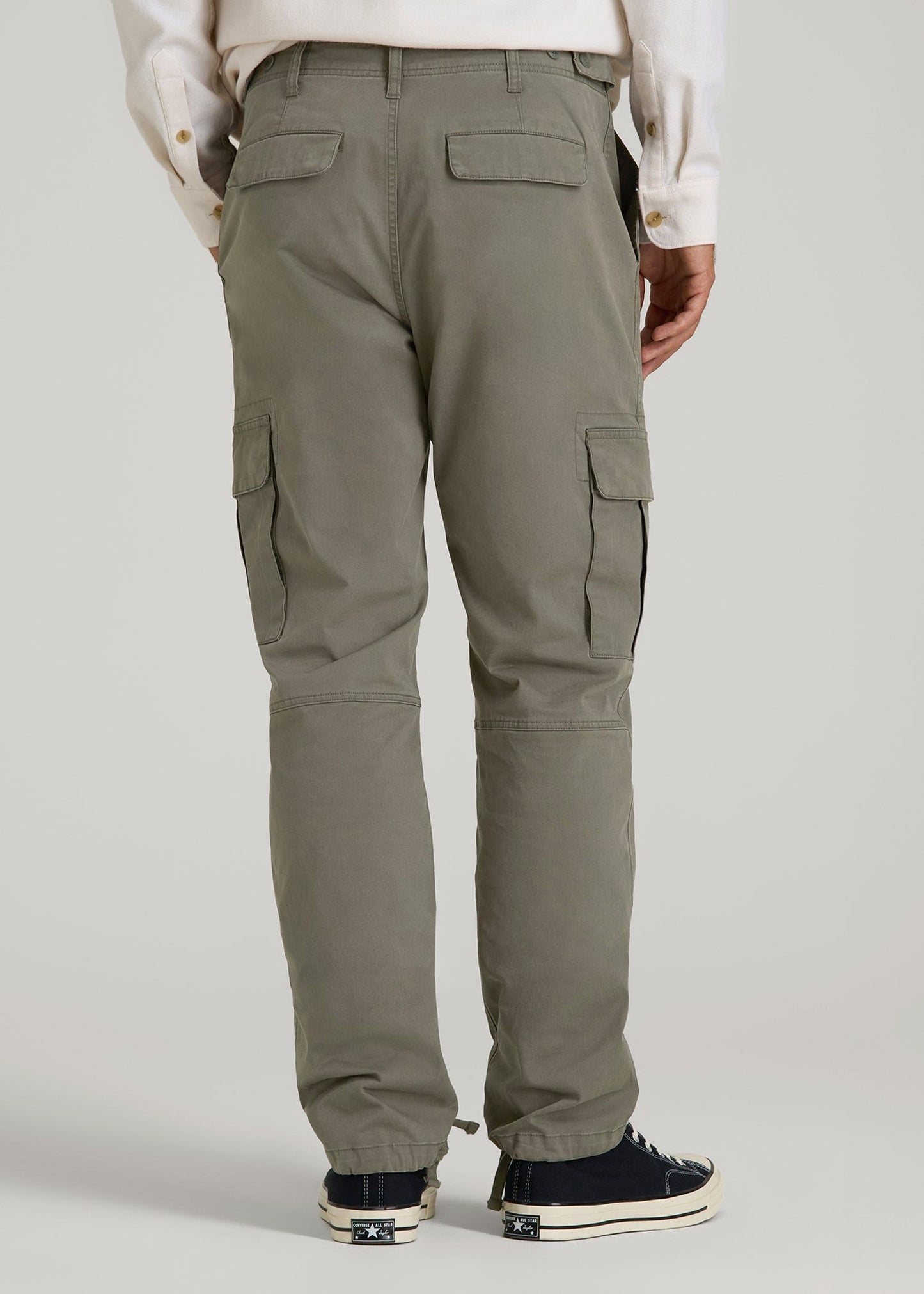 American Tall Men Straight Fit Vintage Washed Cargo Pants for Tall Men in Camper Green