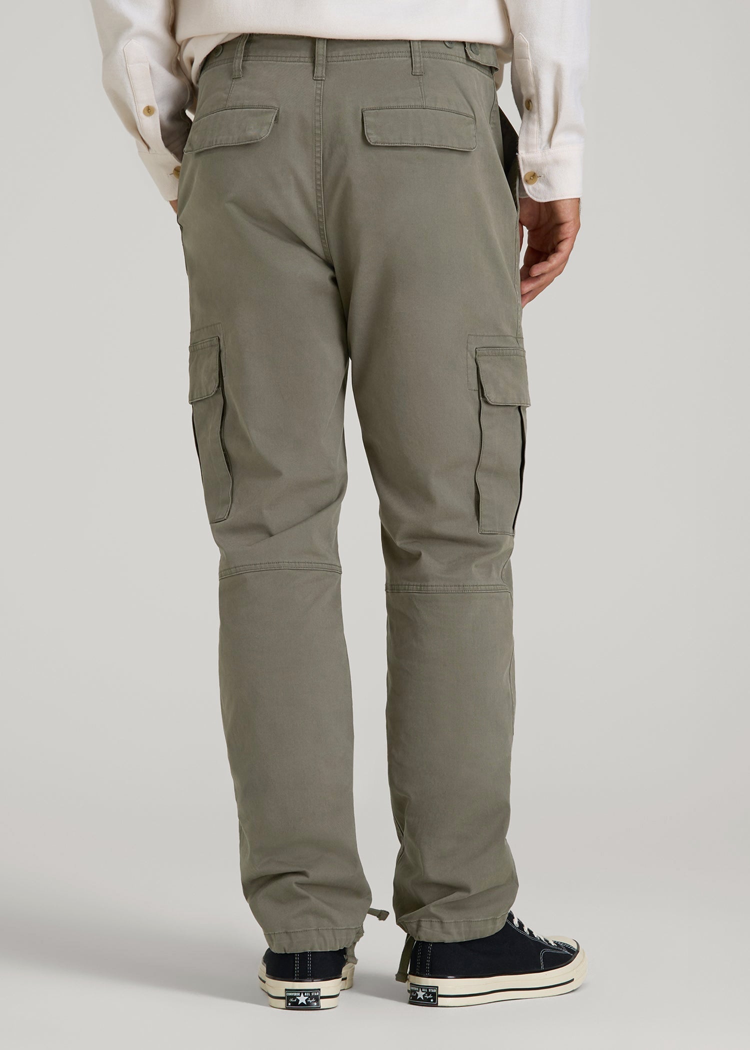 American Tall Men Straight Fit Vintage Washed Cargo Pants for Tall Men in Camper Green