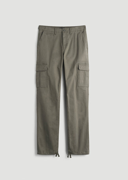 American Tall Men Straight Fit Vintage Washed Cargo Pants for Tall Men in Camper Green