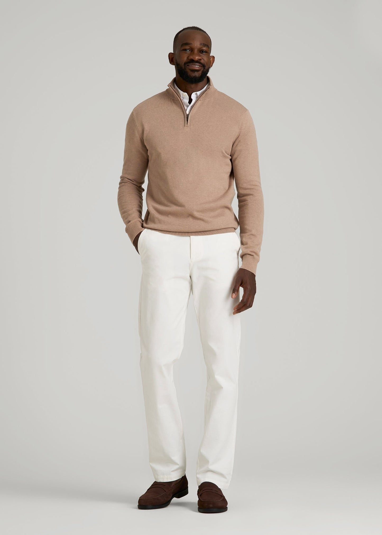American Tall Men 4 Way Stretch Commuter TAPERED Chino Pants for Tall Men in White Alyssum