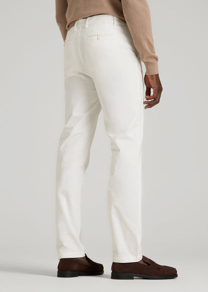 American Tall Men 4 Way Stretch Commuter TAPERED Chino Pants for Tall Men in White Alyssum