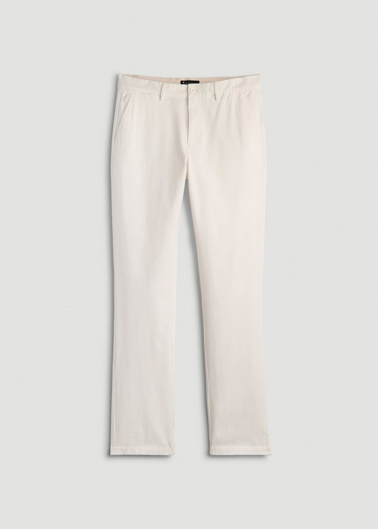 American Tall Men 4 Way Stretch Commuter TAPERED Chino Pants for Tall Men in White Alyssum
