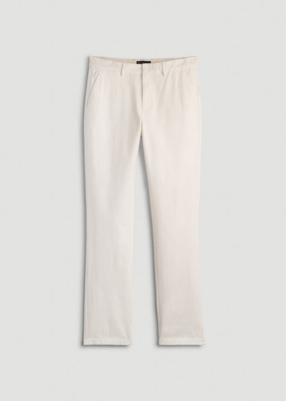 American Tall Men 4 Way Stretch Commuter TAPERED Chino Pants for Tall Men in White Alyssum