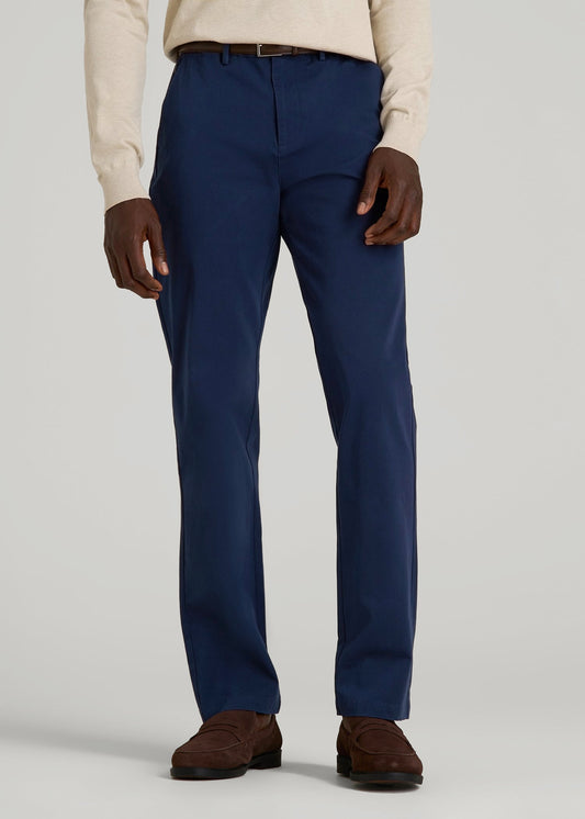 American Tall Men 4 Way Stretch Commuter STRAIGHT Leg Chino Pants for Tall Men in Summer Blue