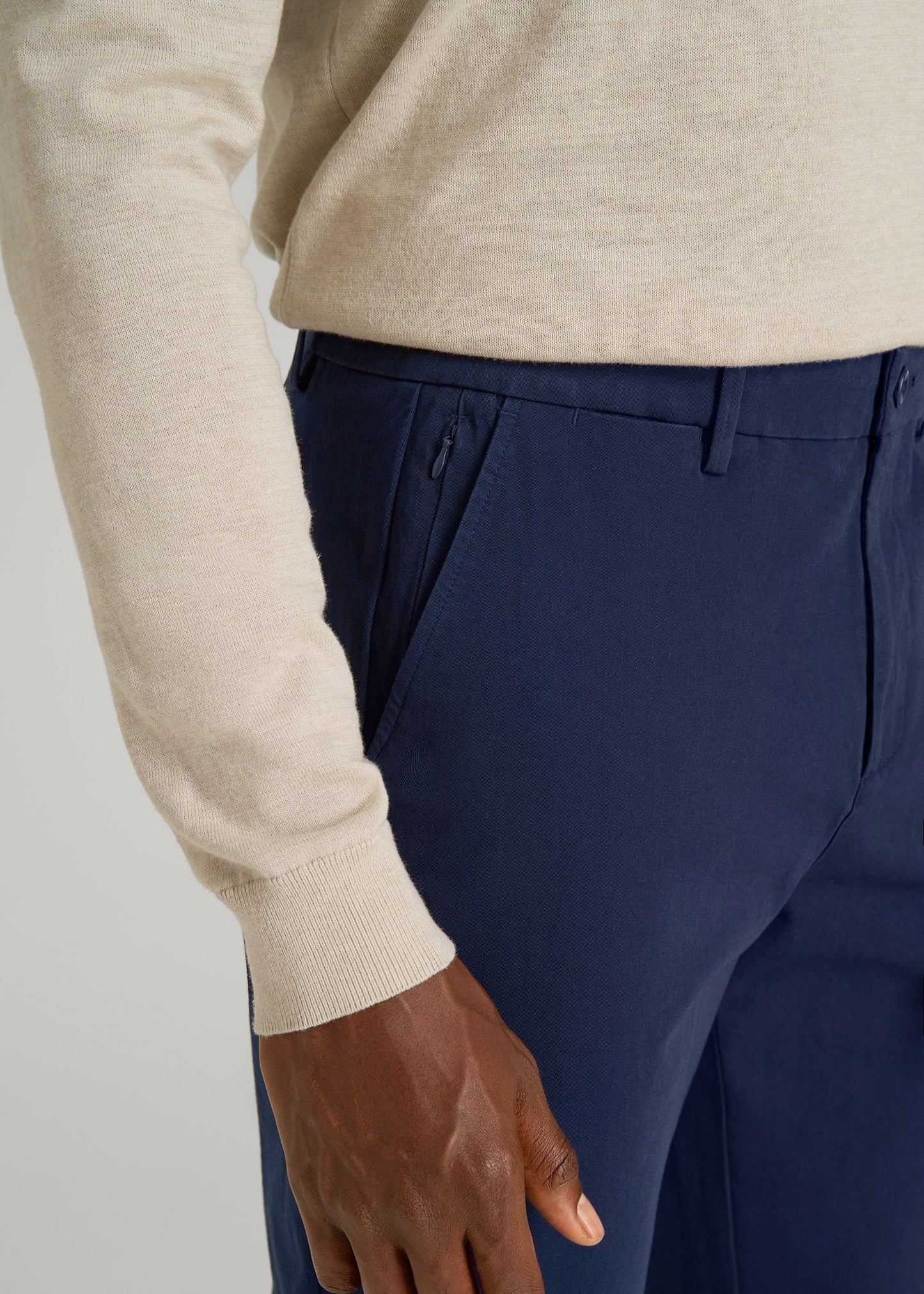 American Tall Men 4 Way Stretch Commuter STRAIGHT Leg Chino Pants for Tall Men in Summer Blue