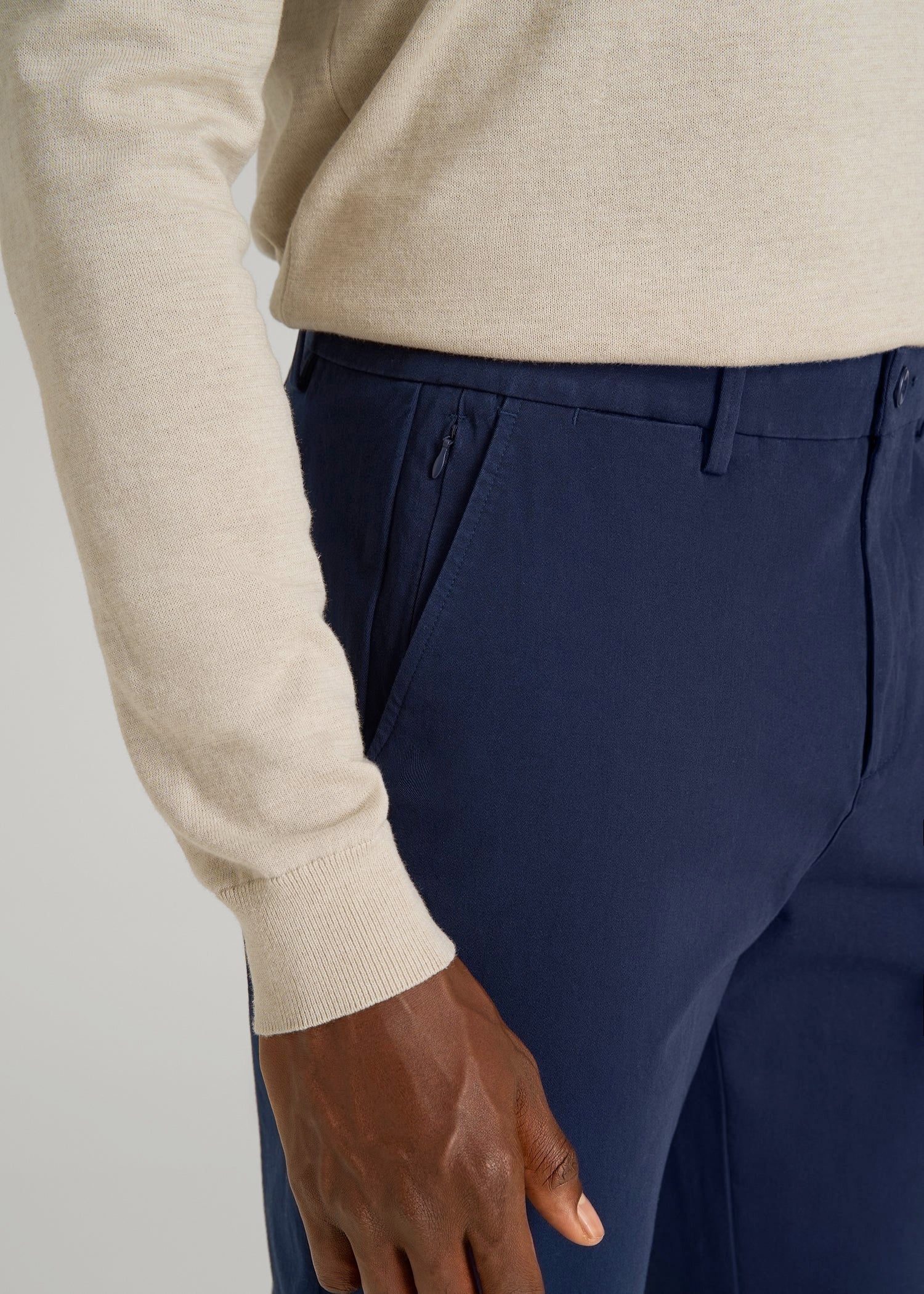 American Tall Men 4 Way Stretch Commuter STRAIGHT Leg Chino Pants for Tall Men in Summer Blue