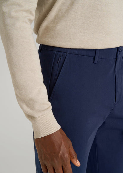 American Tall Men 4 Way Stretch Commuter STRAIGHT Leg Chino Pants for Tall Men in Summer Blue