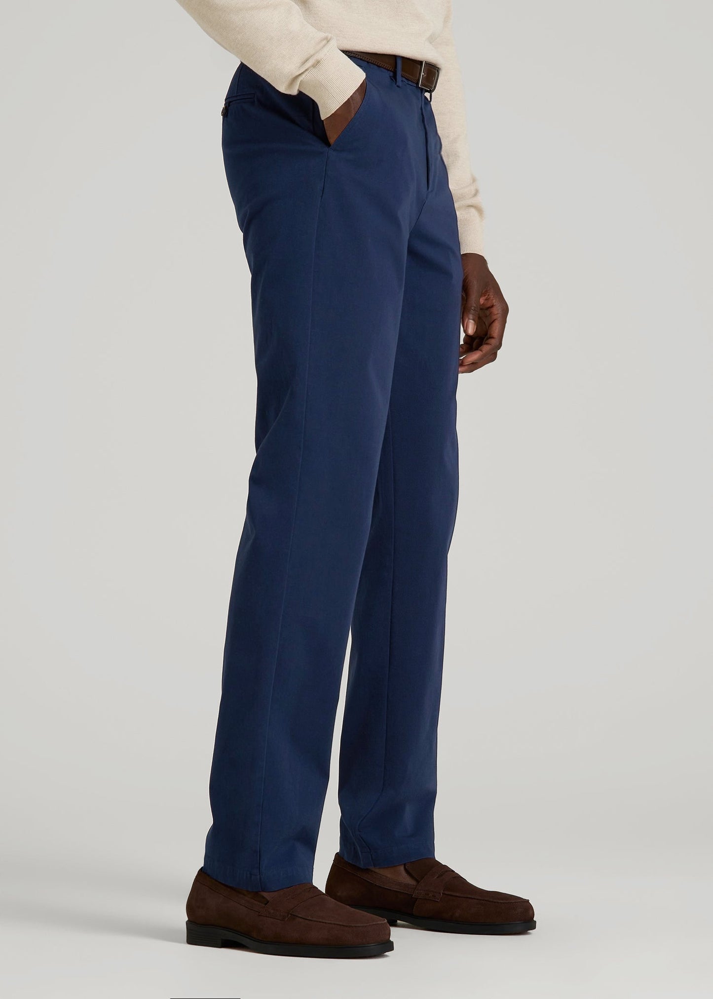 American Tall Men 4 Way Stretch Commuter STRAIGHT Leg Chino Pants for Tall Men in Summer Blue