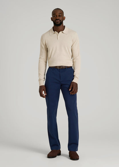 American Tall Men 4 Way Stretch Commuter STRAIGHT Leg Chino Pants for Tall Men in Summer Blue