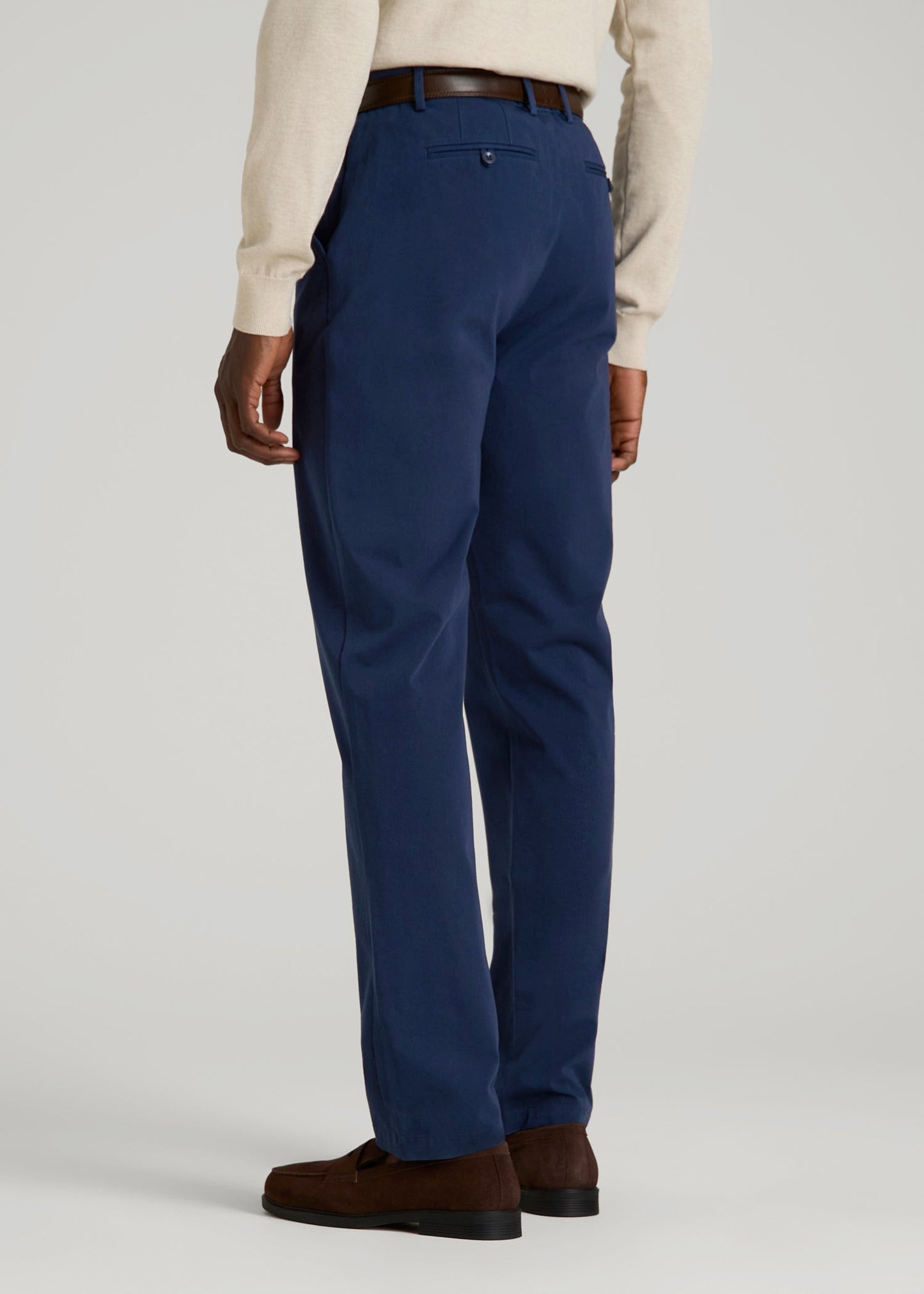American Tall Men 4 Way Stretch Commuter STRAIGHT Leg Chino Pants for Tall Men in Summer Blue