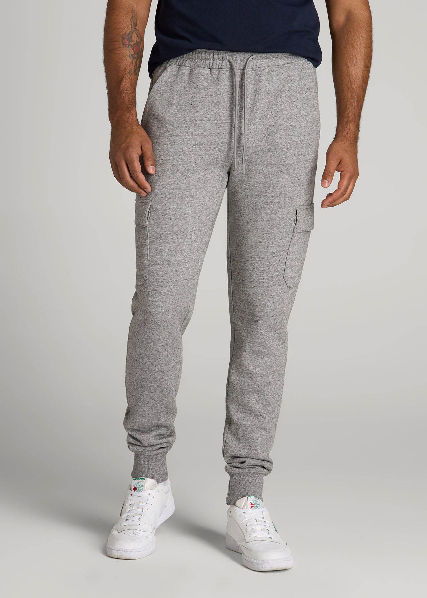 American Tall Men Wearever Fleece Cargo Jogger For Tall Men in Heather Grey