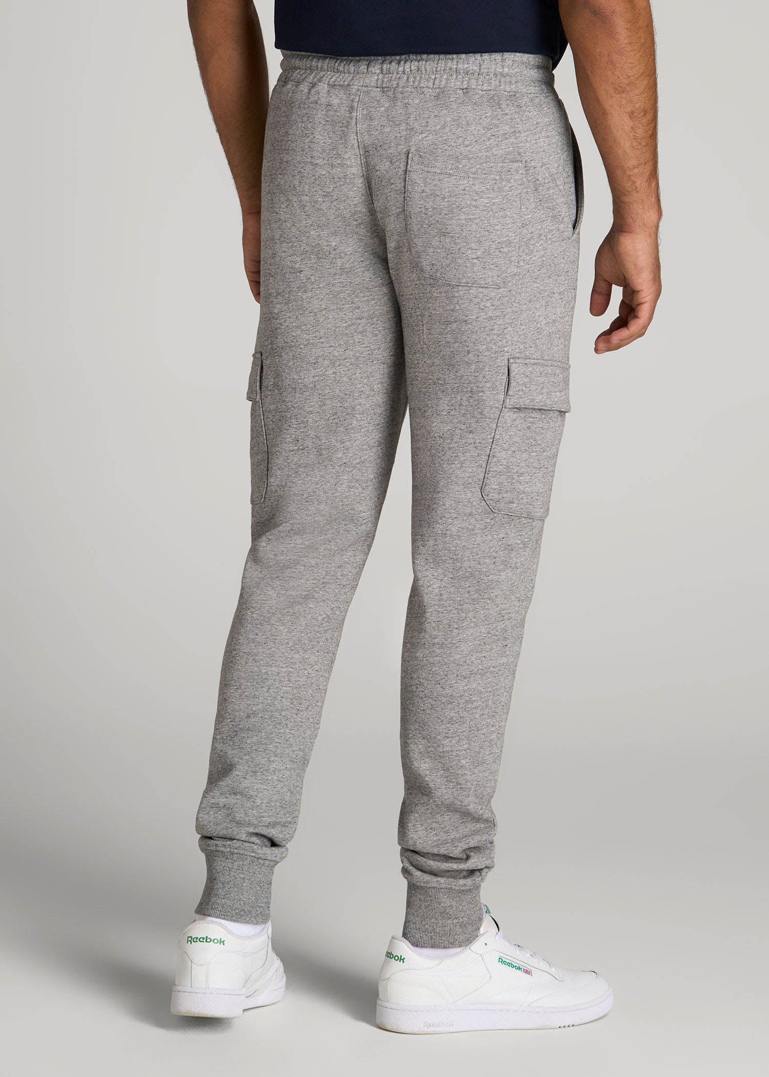American Tall Men Wearever Fleece Cargo Jogger For Tall Men in Heather Grey