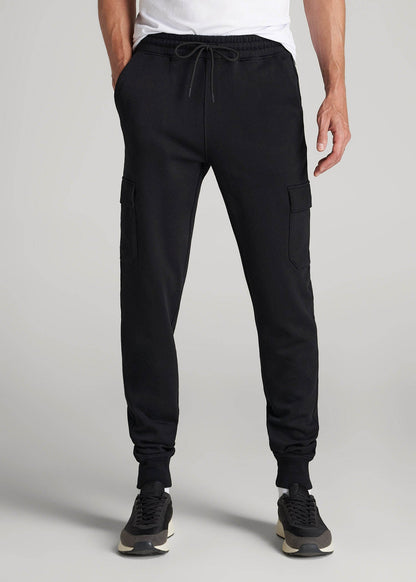 American Tall Men Wearever Fleece Cargo Jogger For Tall Men in Black