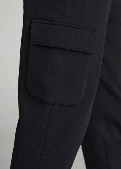 American Tall Men Wearever Fleece Cargo Jogger For Tall Men in Black