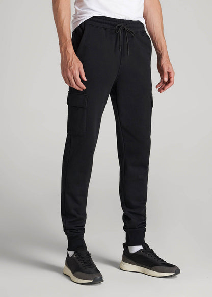 American Tall Men Wearever Fleece Cargo Jogger For Tall Men in Black