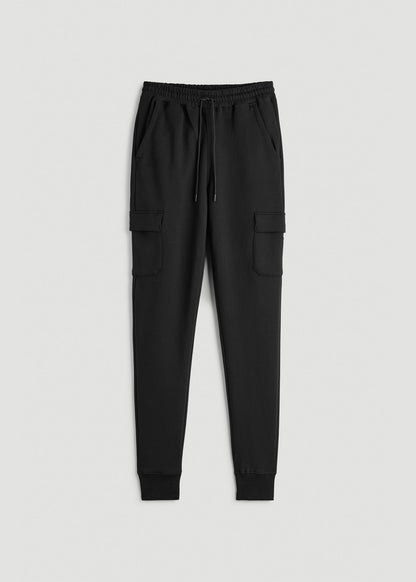 American Tall Men Wearever Fleece Cargo Jogger For Tall Men in Black