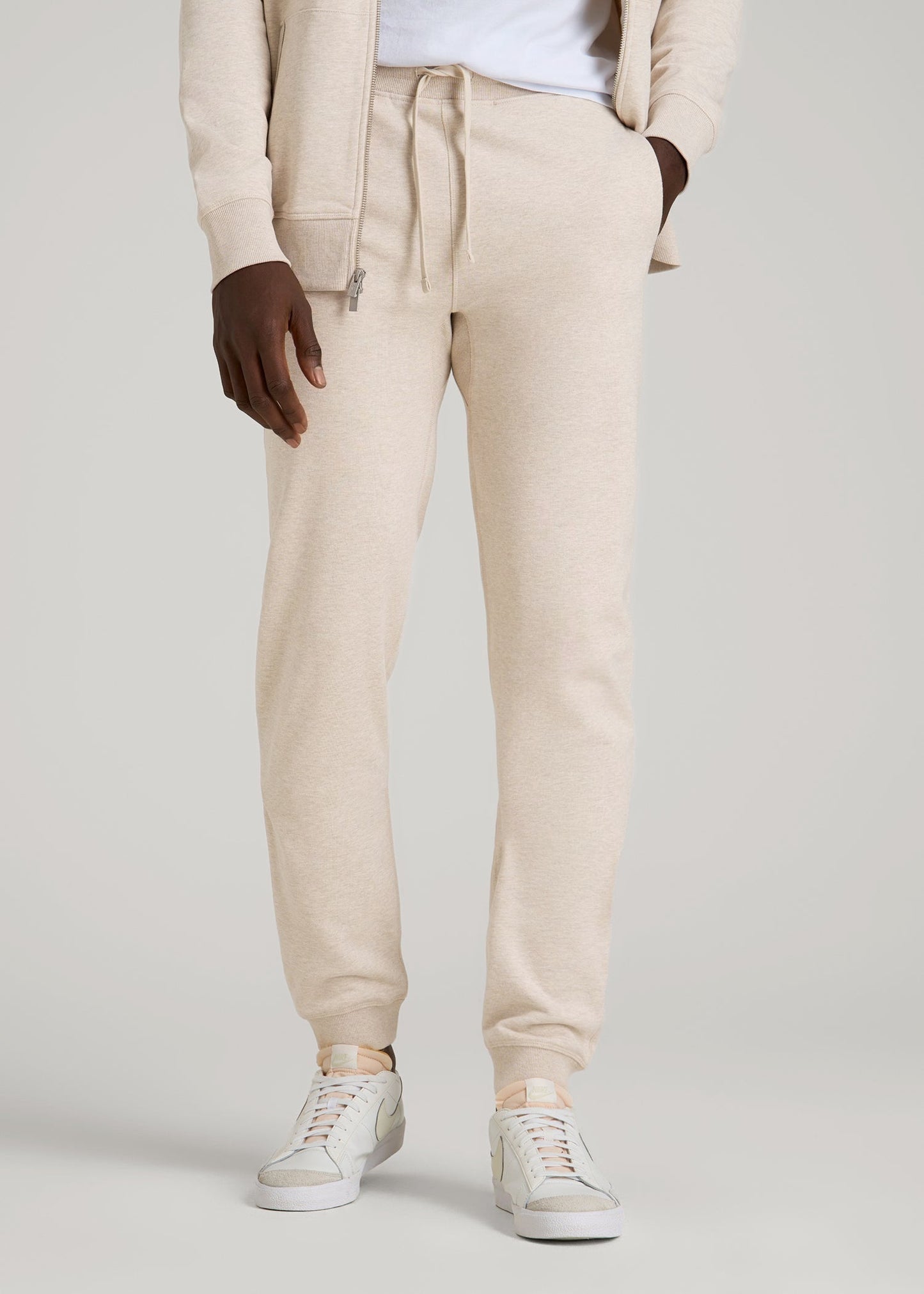 American Tall Men Wearever 2.0 French Terry Joggers for Tall Men in Oatmeal Mix