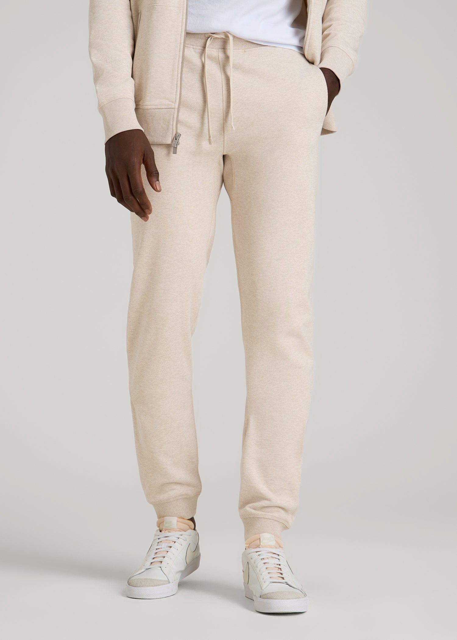 American Tall Men Wearever 2.0 French Terry Joggers for Tall Men in Oatmeal Mix