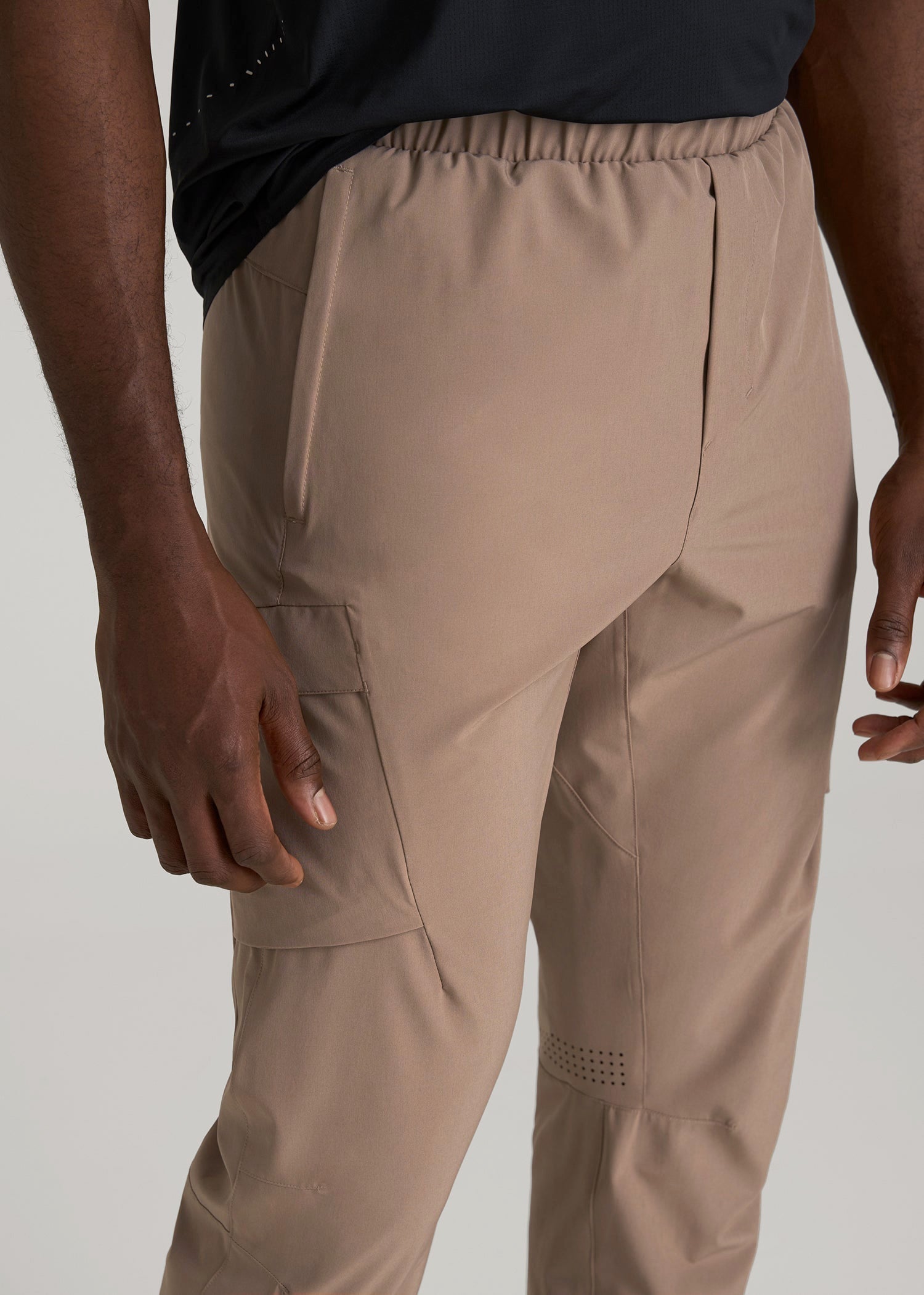 American Tall Men Featherweight Cargo Training Jogger for Tall Men in Dark Sand