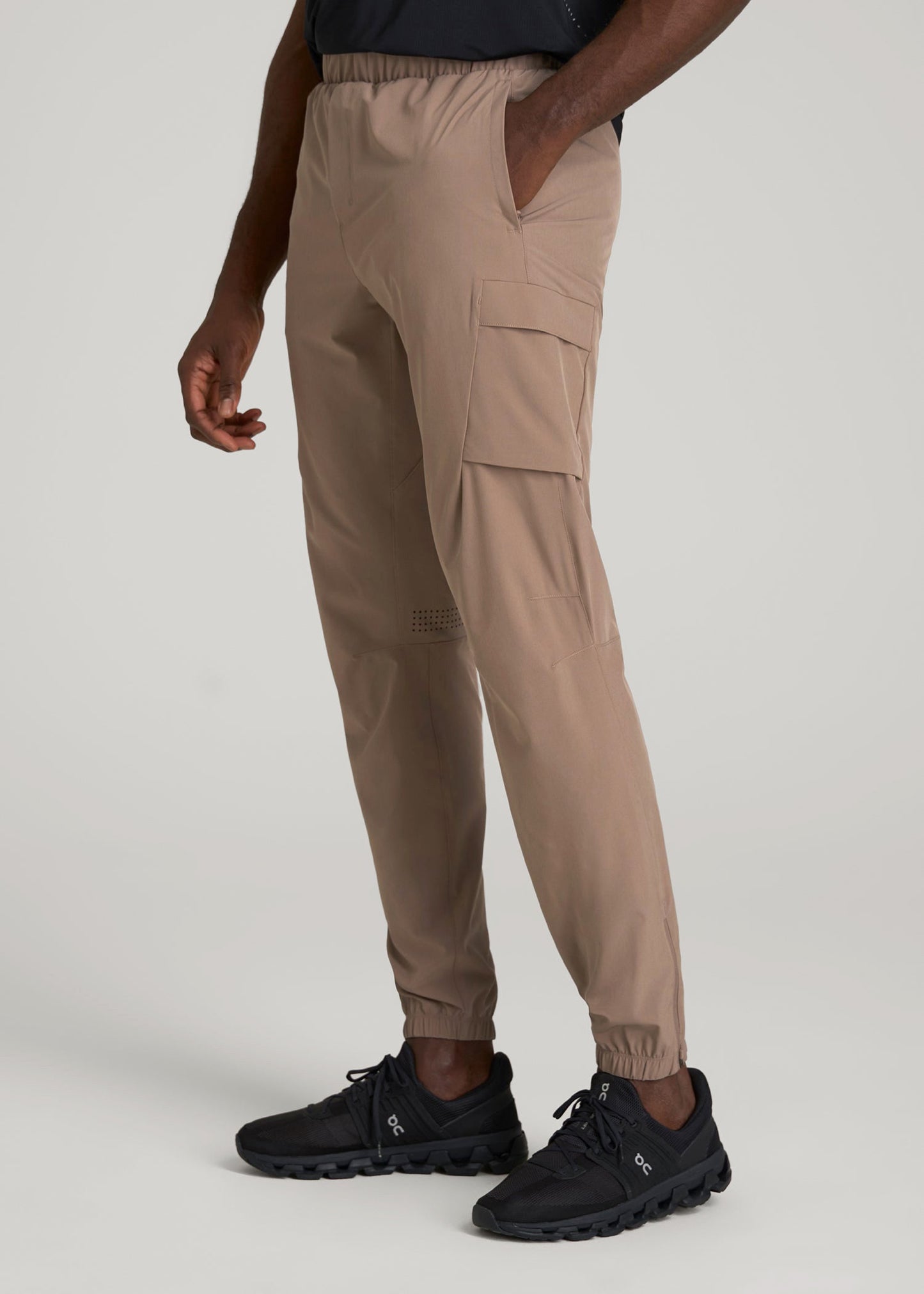 American Tall Men Featherweight Cargo Training Jogger for Tall Men in Dark Sand