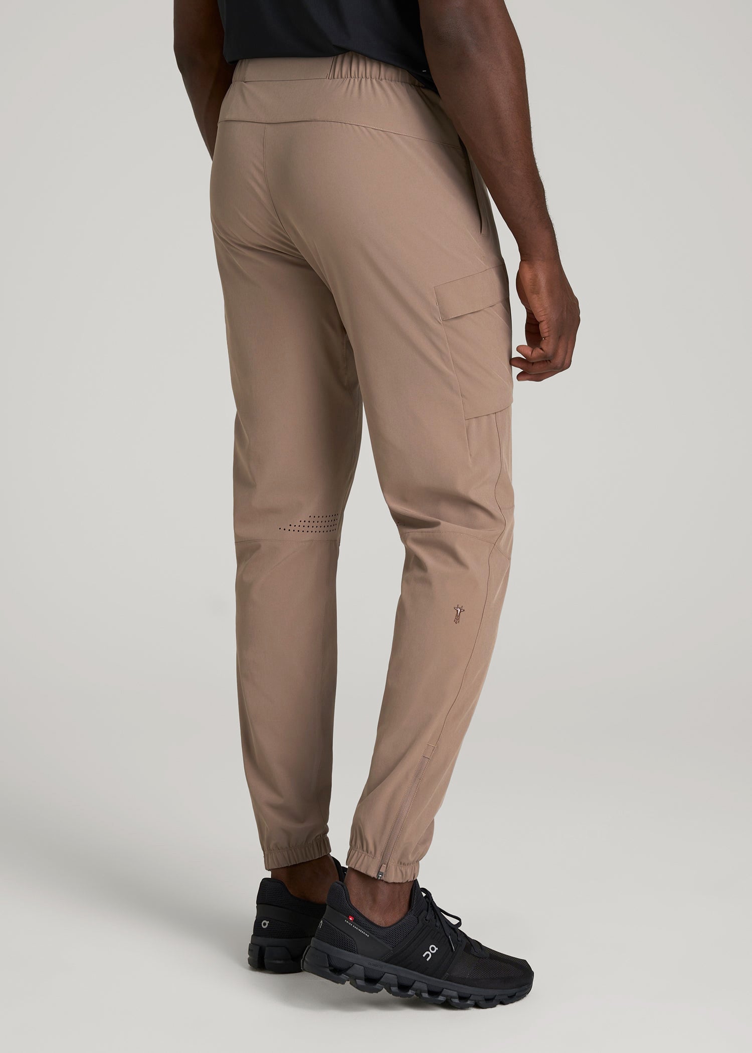 American Tall Men Featherweight Cargo Training Jogger for Tall Men in Dark Sand