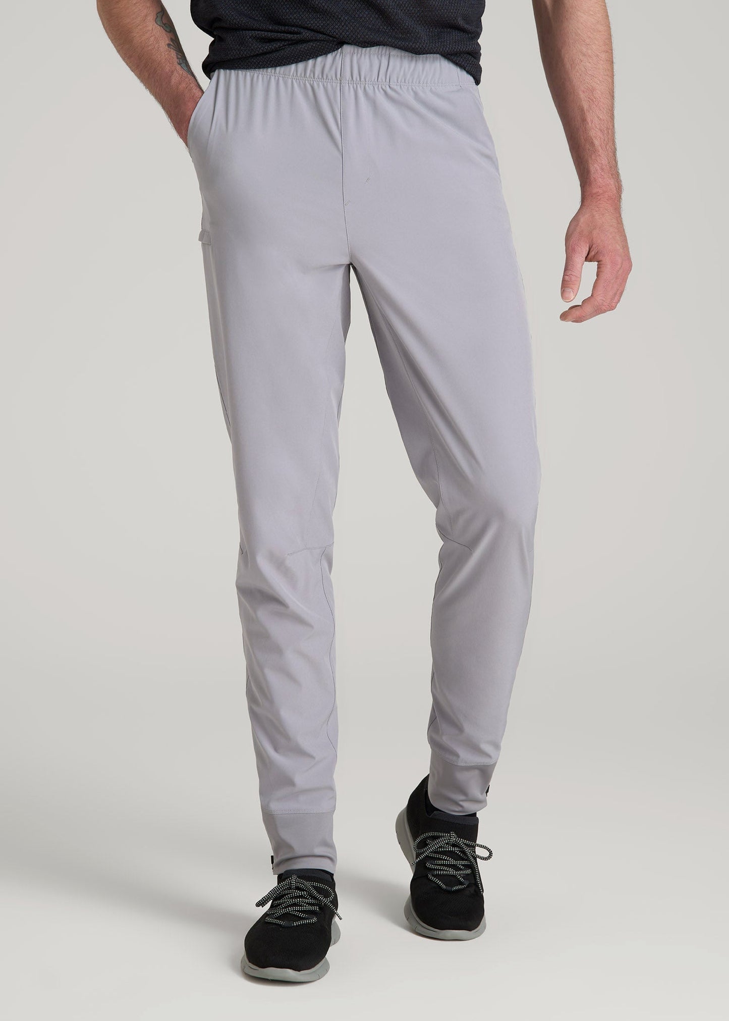 American Tall Men Featherweight Perforated Training Joggers for Tall Men in Light Grey