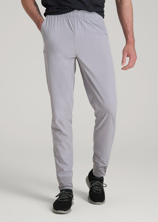 American Tall Men Featherweight Perforated Training Joggers for Tall Men in Light Grey