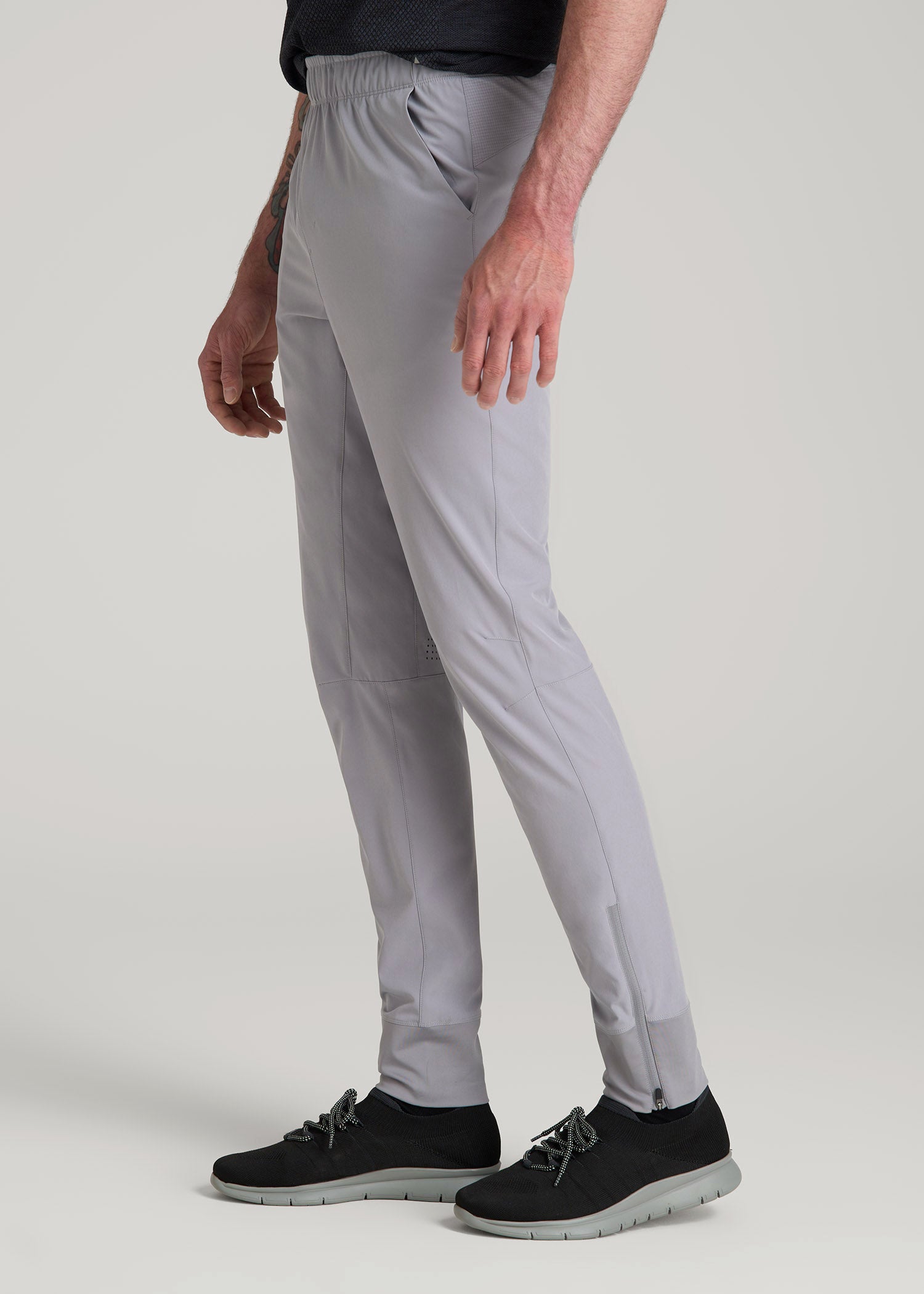 American Tall Men Featherweight Perforated Training Joggers for Tall Men in Light Grey