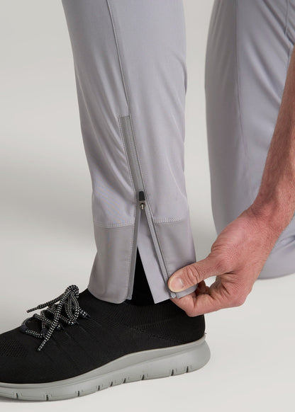American Tall Men Featherweight Perforated Training Joggers for Tall Men in Light Grey