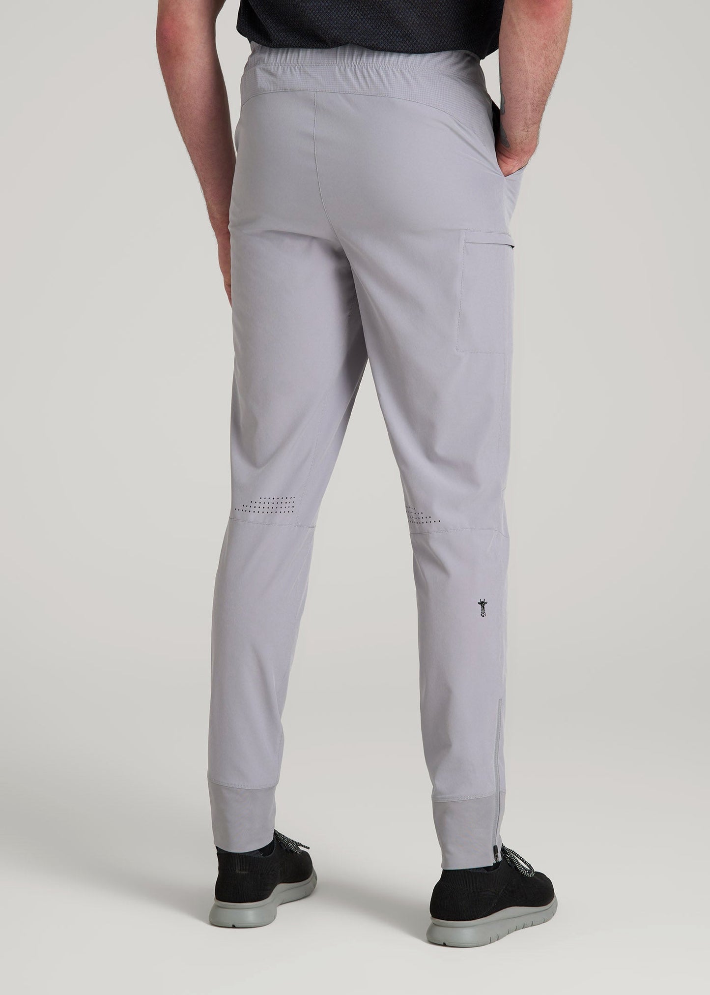 American Tall Men Featherweight Perforated Training Joggers for Tall Men in Light Grey