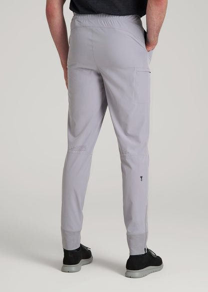 American Tall Men Featherweight Perforated Training Joggers for Tall Men in Light Grey